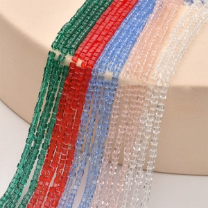 Colorful 2mm square glass beads for DIY jewelry making necklaces and bracelets