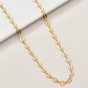 Chaîne à maillons grain de café en cuivre plaqué or 18K pour création de bijoux DIY