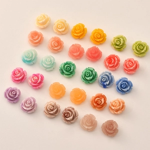 12mm Rose Flower Beads For DIY Bracelet Necklace Earrings Making Jewelry Findings Shell Resin Floral Carved Spacer Beads