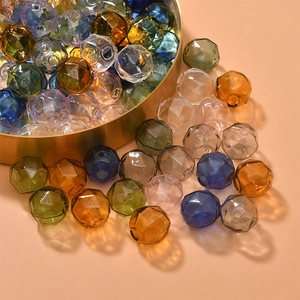 Colorful multifaceted hollow glass bubble beads for DIY handmade jewelry crafts