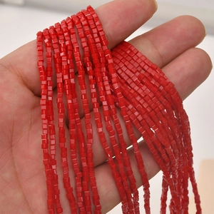 Close-up of 2mm red cube crystal glass beads for DIY bracelet and jewelry making