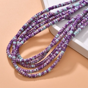 Close-up of 4mm purple cylinder stone beads for DIY jewelry making necklaces