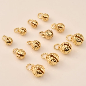 14K Gold Plated Copper Hollow Starry Sky Bell Pendant Star Moon Pattern Round Charms For DIY Jewelry Making Accessories