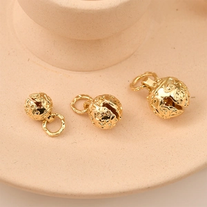 14K gold plated hollow starry sky bell charms with ring for DIY jewelry making