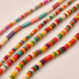 Colorful heishi and rectangular stone beads for DIY jewelry making and craft projects