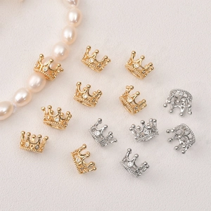 14K Gold Plated Copper Hollow Crown Charms Pendant Only Without Chain With Zirconia For DIY Jewelry Making Findings