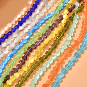 Multi-colored 8mm heart-shaped cat eye stone beads for DIY jewelry making and crafts