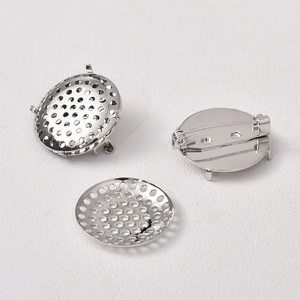 Base per spilla argentata 24mm con disco traforato per creazione gioielli DIY
