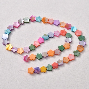 Natural shell flower loose beads in assorted pearlescent colors for DIY jewelry making