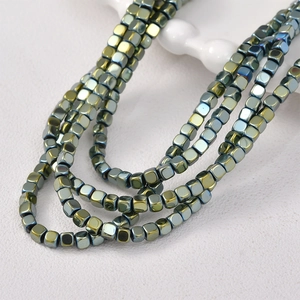 Iridescent 3mm hematite cube spacer beads for DIY jewelry making necklaces and bracelets