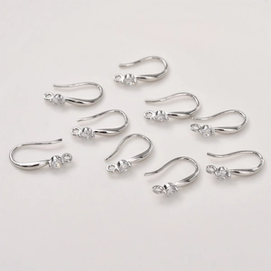 14K gold plated earring hooks with sparkling zircon stones for DIY jewelry making