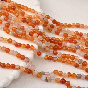 Cuentas redondas de ágata roja natural de 4-5mm para creación de joyas y collares