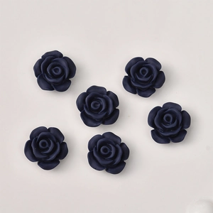 Dark blue 12mm resin rose flower charms for DIY jewelry and hair accessory making