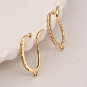 S925 zilveren 14K vergulde oorklem met zirkonia pavé en ophangoog voor handgemaakte sieraden