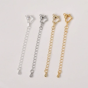 Detail of 14K gold plated heart lobster clasp extender chains for DIY jewelry making