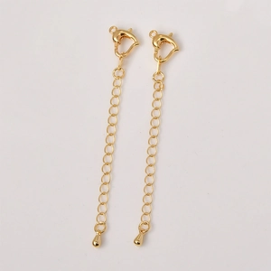 Detail of 14K gold plated heart lobster clasp extender chain for DIY jewelry making