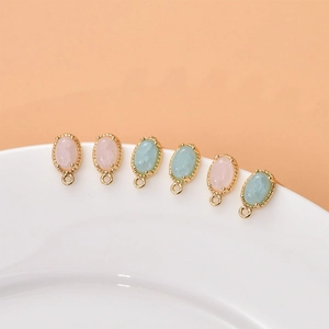 DIY Oval Copper Plated 18K Gold Stud Earring Findings With Silver Earring Post Resin Crackled Stone Accessories For Jewelry Making