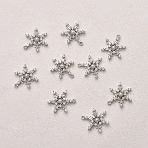 Sparkling snowflake jewelry charms with white pearls and cubic zirconia for DIY jewelry