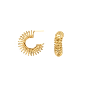 Orecchini a spirale placcati in oro con trama irregolare e lucentezza metallica