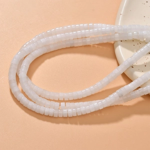 Strand of white translucent cylindrical natural stone beads for DIY jewelry making