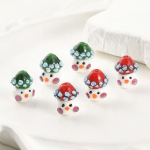 Christmas snowman glass beads with colorful hats for DIY jewelry making and necklaces