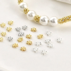 4mm gold and silver snowflake zircon spacers for DIY jewelry making and necklaces