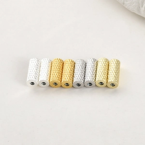 8pcs 14k gold and silver plated textured magnetic cylinder beads for DIY jewelry making