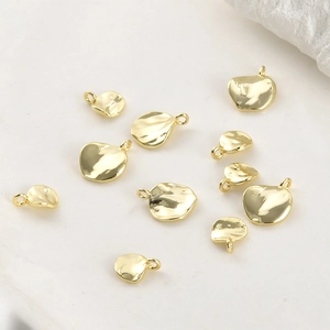 Colgantes de hoja orgánica bañados en oro de 14k con acabado pulido para joyería DIY
