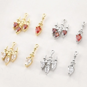 Vintage Brass Zirconia Chandelier Pendants 14K Gold Plated DIY Earring Necklace Findings Retro Palace Style Accessories