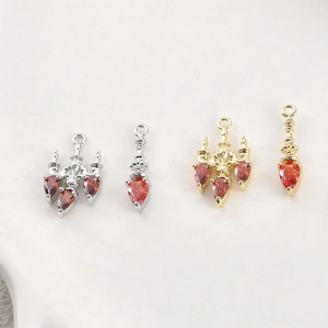 Vintage chandelier crystal pendants in gold and silver plating with red zircons for DIY jewelry