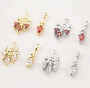 Macro detail of vintage chandelier charms with cubic zirconia for DIY jewelry