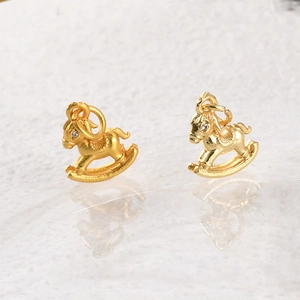 Gold plated rocking horse charms with matte finish for DIY jewelry making and pendants