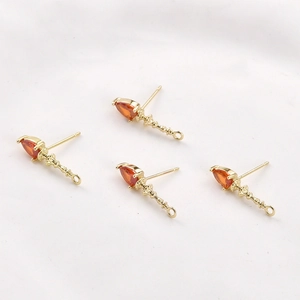 14k gold plated drop earring findings with orange zircon crystal for DIY jewelry