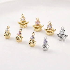 Pendentif Cupcake en Cuivre Zirconia Pour Fabrication Bijoux DIY Or Argent Plaqué Douceur Cœur Étoile Charms Pour Bracelet Collier
