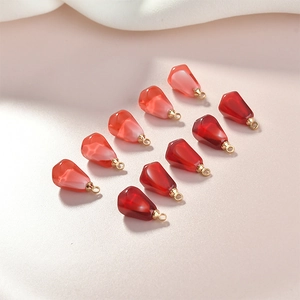 Realistic resin pomegranate seed pendants with gold rings for DIY jewelry making