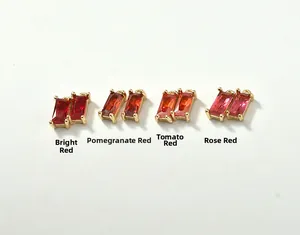 Detailed comparison of rectangular crystal pendants in red, garnet, tomato, and rose shades