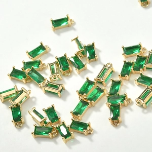 18k gold plated emerald green rectangular crystal pendants for DIY jewelry making
