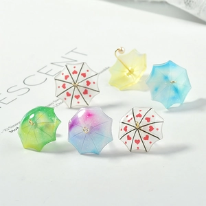 Dreamy acrylic mini umbrella charms for DIY earrings with gradient and heart patterns