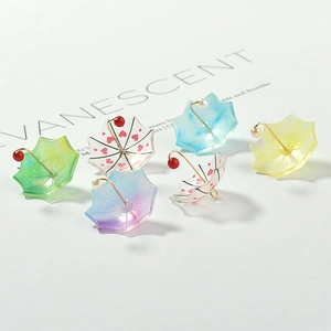 Cute gradient acrylic mini umbrella charms with heart patterns and pearl details