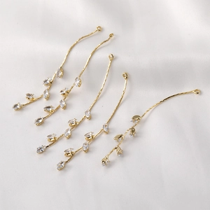 18k gold plated willow leaf chain fringe earring jewelry making components