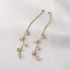 Detailed view of 18k gold plated marquise leaf tassels for DIY jewelry earring components