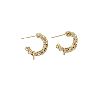 Pendientes de aro torcido bañados en oro 14k con perno S925 y anilla para joyería DIY