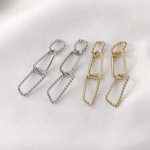 14K Gold Plated Copper Twisted Rectangular Chain Links For DIY Earrings Necklace Bracelet Jewelry Making Accessories Material
