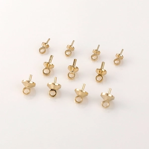 14K Gold Plated Copper Cup And Peg Bails For Artificial Pearl Pendant Necklace Bracelet DIY Jewelry Making Findings Components