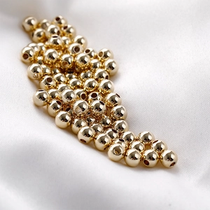 Real Gold Plated Alloy Round Loose Beads Metal Spacer Beads For DIY Jewelry Making Necklaces Bracelets Earring Components