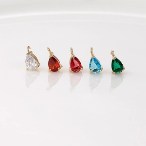 Colgantes de Cobre Chapado en Oro de 14K Mini Gota de Agua Zirconia para Collar Pendiente Joyería DIY Dijes Elegantes