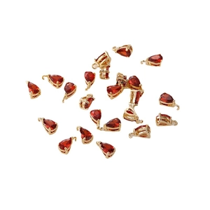Accesorios para joyería DIY con colgantes de circón rojo pera y chapado en oro de 14K