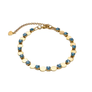 18K gold-plated stainless steel bracelet with blue crystals and heart charm