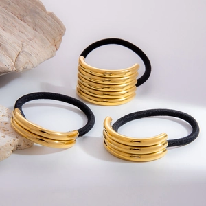Élastiques à Cheveux Minimalistes en Acier Inoxydable pour Femmes avec Anneau de Manchette en Métal Doré Bandeau Noir Haute Élasticité Accessoires Cheveux Tendance