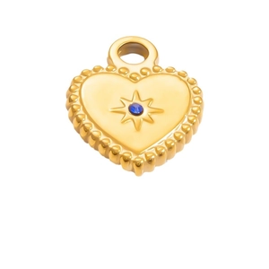 Golden heart pendant with blue eye stone and 18k gold plating in starburst design